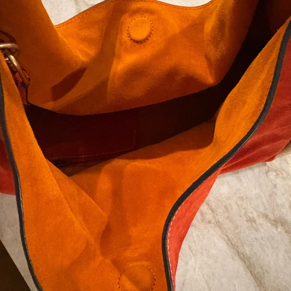 Tory Burch Suede and Wicker Runway Bag